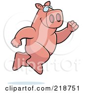 Royalty Free RF Clipart Illustration Of A Big Pig Leaping