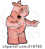 Royalty Free RF Clipart Illustration Of A Pig Laughing And Pointing by Cory Thoman