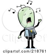 Royalty Free RF Clipart Illustration Of A Green Alien Singing