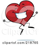 Royalty Free RF Clipart Illustration Of A Happy Heart Character Jumping
