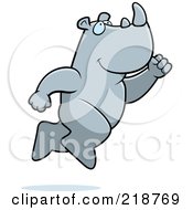 Royalty Free RF Clipart Illustration Of A Big Rhino Leaping