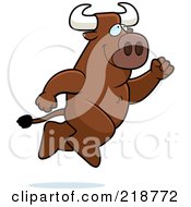 Royalty Free RF Clipart Illustration Of A Big Bull Leaping