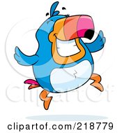 Poster, Art Print Of Plump Toucan Jumping And Smiling