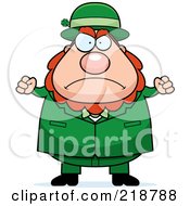 Royalty Free RF Clipart Illustration Of A Plump Leprechaun Waving His Fists In Anger