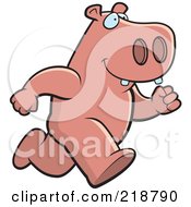 Royalty Free RF Clipart Illustration Of A Hippo Running Upright