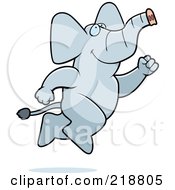 Royalty Free RF Clipart Illustration Of A Big Elephant Leaping