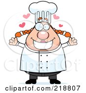 Royalty Free RF Clipart Illustration Of A Plump Female Chef Ready For A Hug