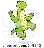 Royalty Free RF Clipart Illustration Of A Happy Dragon Jumping