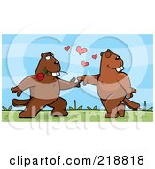 Poster, Art Print Of Beaver Couple Dancing Outdoors