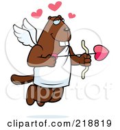 Royalty Free RF Clipart Illustration Of A Cupid Beaver Shooting A Heart Arrow