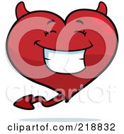 Poster, Art Print Of Happy Devil Heart Character Smiling