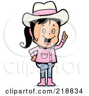 Poster, Art Print Of Black Haired Cowgirl With An Idea