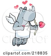 Royalty Free RF Clipart Illustration Of A Cupid Rhino Shooting A Heart Arrow