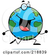 Poster, Art Print Of Happy Globe Character Running