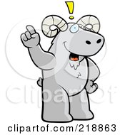 Royalty Free RF Clipart Illustration Of A Big Ram Standing Upright With An Idea