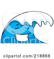 Happy Blue Wave Character Smiling