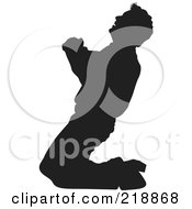 Royalty Free RF Clipart Illustration Of A Black Silhouetted Man Dancing And Sliding On His Knees