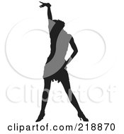 Royalty Free RF Clipart Illustration Of A Black Silhouetted Woman Dancing With Her Arm Above Her Head