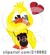 Yellow Duck Crying With A Broken Heart And A Camera Around His Neck