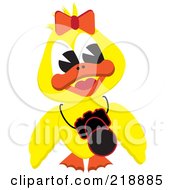 Poster, Art Print Of Yellow Duck Girl With A Camera Around Her Neck