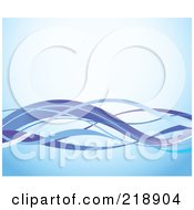 Royalty Free RF Clipart Illustration Of A Gradient Blue Background Of Waves And Copyspace