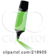 Royalty Free RF Clipart Illustration Of A Green Highlighter Leaving A Mark by yayayoyo