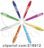 Royalty Free RF Clipart Illustration Of A Circle Of Colorful Pens