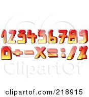 Poster, Art Print Of Digital Collage Of Red And Yellow Numbers And Symbols