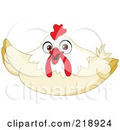 Royalty Free RF Clipart Illustration Of A White And Beige Hen Presenting by yayayoyo