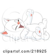 Poster, Art Print Of Cute White Kitten Playing On His Back