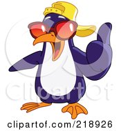 Poster, Art Print Of Cool Penguin Wearing A Hat And Shades And Holding A Thumb Up