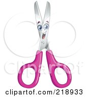 Royalty Free RF Clipart Illustration Of A Pink Scissors Character