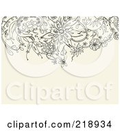 Poster, Art Print Of Black Floral Doodle Border On A Tan Background