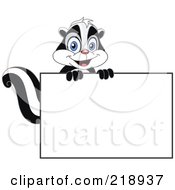 Royalty Free RF Clipart Illustration Of A Cute Skunk Looking Over A Blank Sign by yayayoyo #COLLC218937-0157