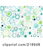 Poster, Art Print Of Seamless Funky Background Of Blue And Green Circles On White