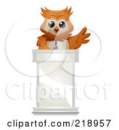 Poster, Art Print Of Cute Owl Businessman Speaking At A Podium