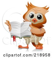 Poster, Art Print Of Cute Owl Holding An Open Book