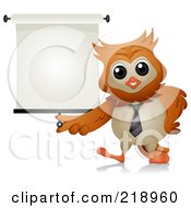 Poster, Art Print Of Cute Owl With A Presentation Screen