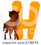 Poster, Art Print Of Animal Alphabet With A Horse By An H