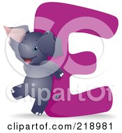 Royalty Free RF Clipart Illustration Of An Animal Alphabet With An Elephant By An E by BNP Design Studio