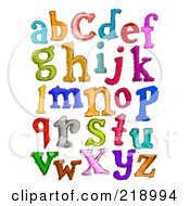 Poster, Art Print Of Digital Collage Of Lowercase Sketched Letters In Different Colors