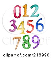 Poster, Art Print Of Digital Collage Of Sketched Numbers In Different Colors
