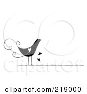 Ornate Black And White Bird Design With Hearts