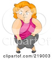Royalty Free RF Clipart Illustration Of A Chubby Woman Trying To Squeeze Into A Small Top