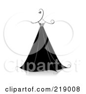 Royalty Free RF Clipart Illustration Of An Ornate Black And White Dress Design With Hearts