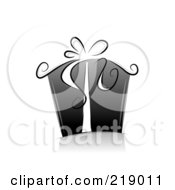 Royalty Free RF Clipart Illustration Of An Ornate Black And White Gift Box With Ribbons