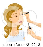 Poster, Art Print Of Dirty Blond Woman Getting Eyeliner Applied