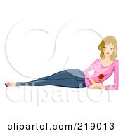 Poster, Art Print Of Dirty Blond Woman Reclined And Holding A Rose
