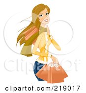 Royalty Free RF Clipart Illustration Of A Dirty Blond Woman Shopping In The Winter