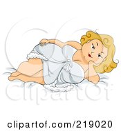 Poster, Art Print Of Sexy Chubby Woman Reclind In A Slip